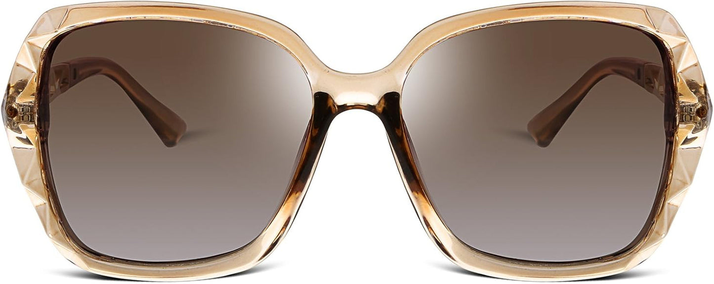 Polarized Women Square Sunglasses Sparkling Composite Shiny Frame B2289