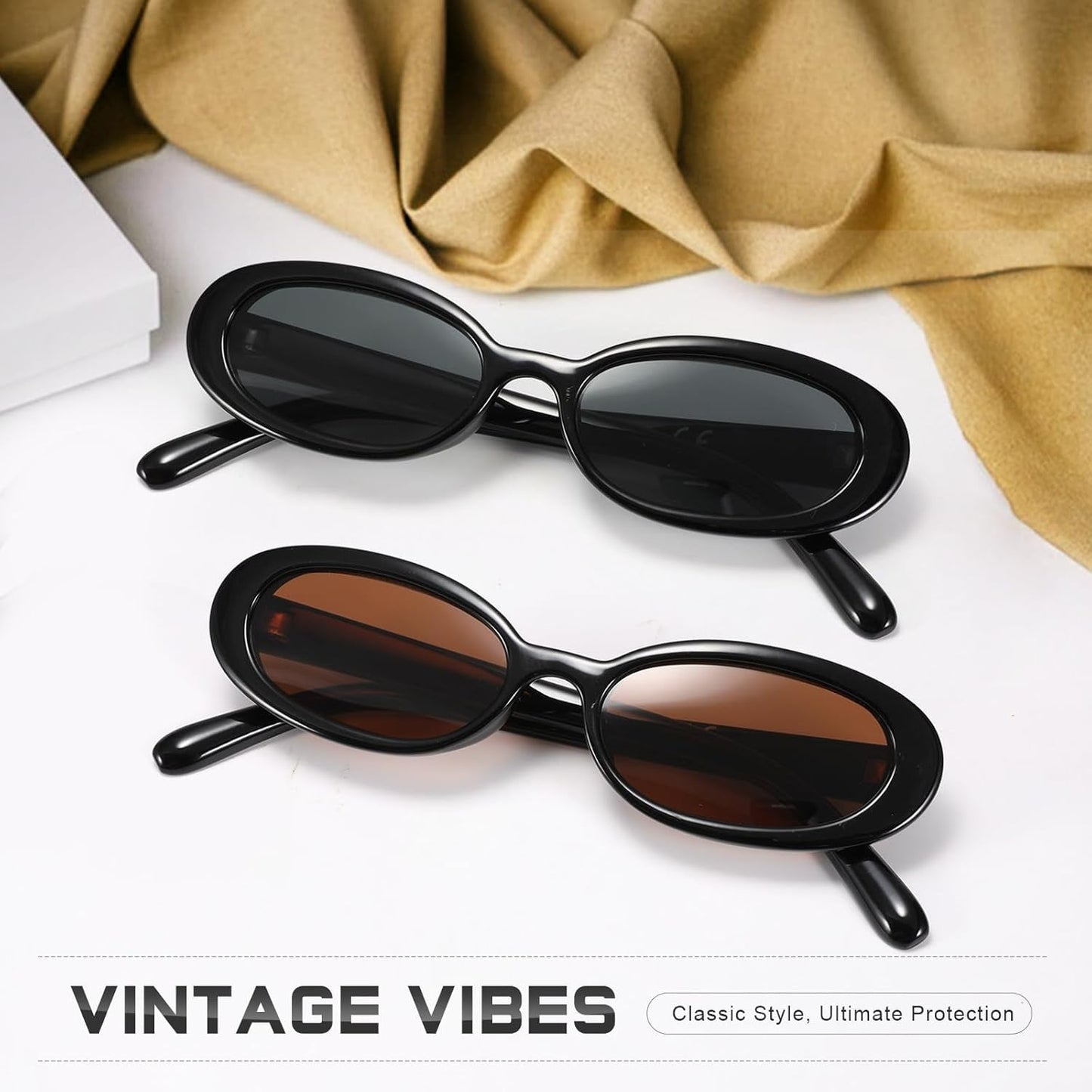Sunglasses Womens Retro Oval Sunglasses for Women Men Fashion Small Oval Sun Glasses 90S Vintage Driving Shades