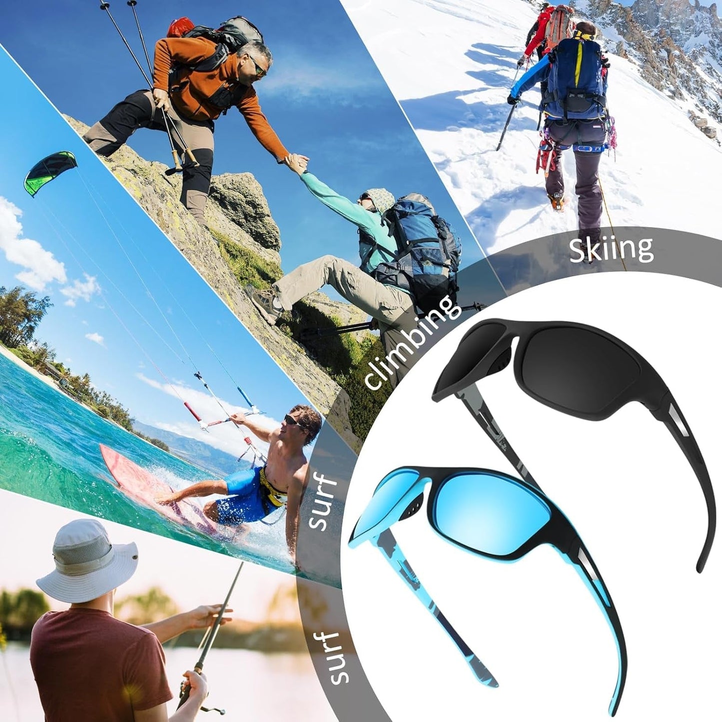 4 Pairs Men Polarized Sunglasses with UV Protection Driving Glasses Sports for Sport Outdoor Activities - WORLD TIME VISITS
