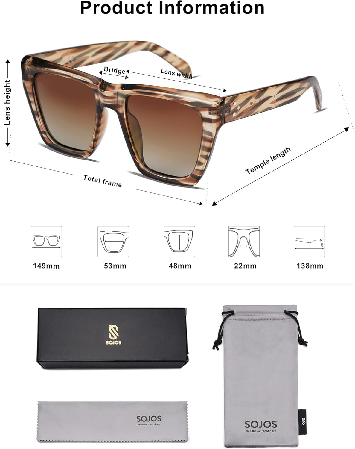 Fashion Oversized Square Cat Eye Polarized Sunglasses for Women Trendy Cateye Style Womens Sunglasses SJ2179