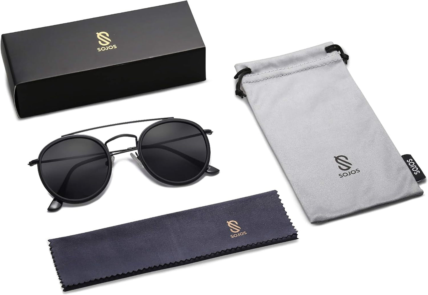 Retro Vintage round Polarized Sunglasses for Women Men Small Double Bridge Circle Sunnies SJ1104