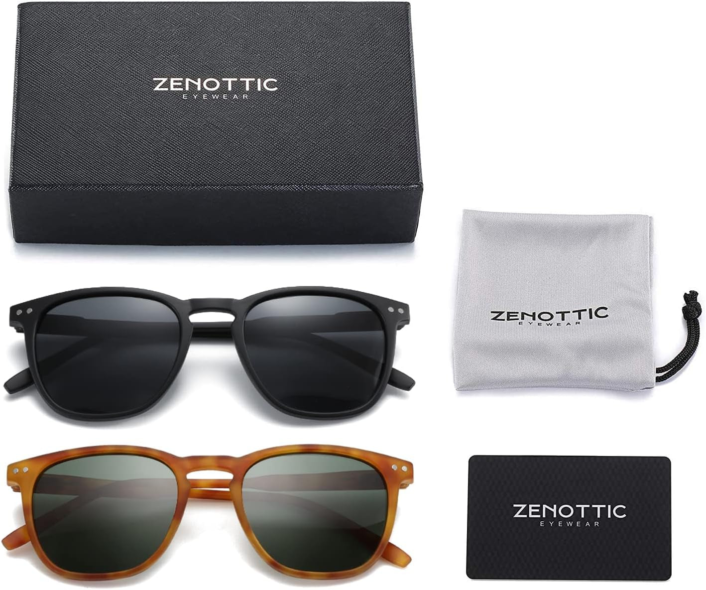 Polarized Sunglasses for Women Men: Retro Shades round | Square Frame UV Protection 2 Pack