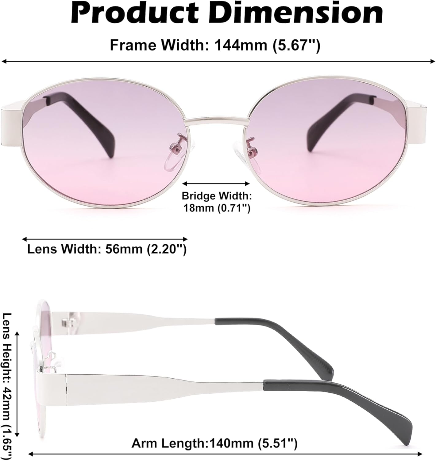 Retro Oval Sunglasses for Women Men - Fashion Sun Glasses - Rectangle Metal Frame Shades