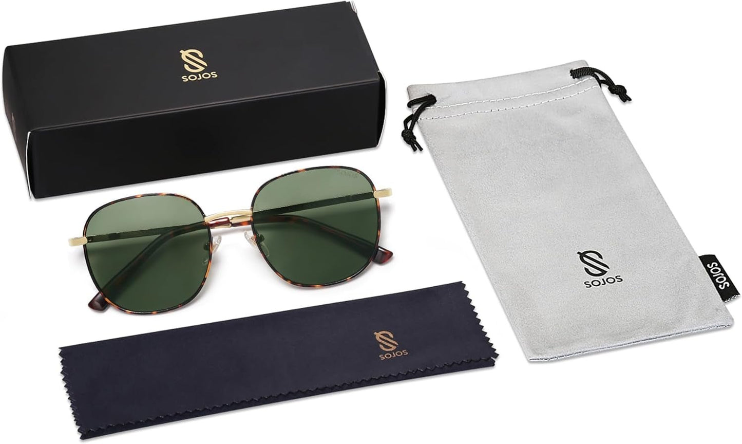 Classic Trendy Square Sunglasses for Women Men Cute Big Frame Gold Shades SJ1137 - WORLD TIME VISITS