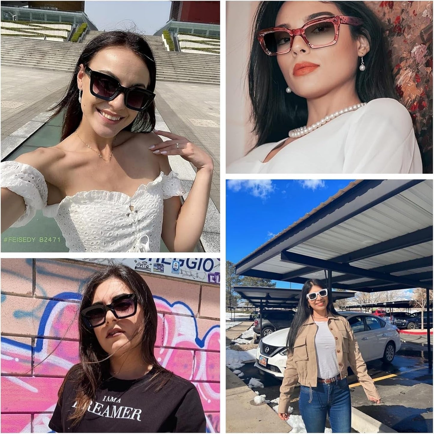 Classic Women Sunglasses Fashion Thick Square Sun Glasses Chunky Frame UV400 B2471 - WORLD TIME VISITS