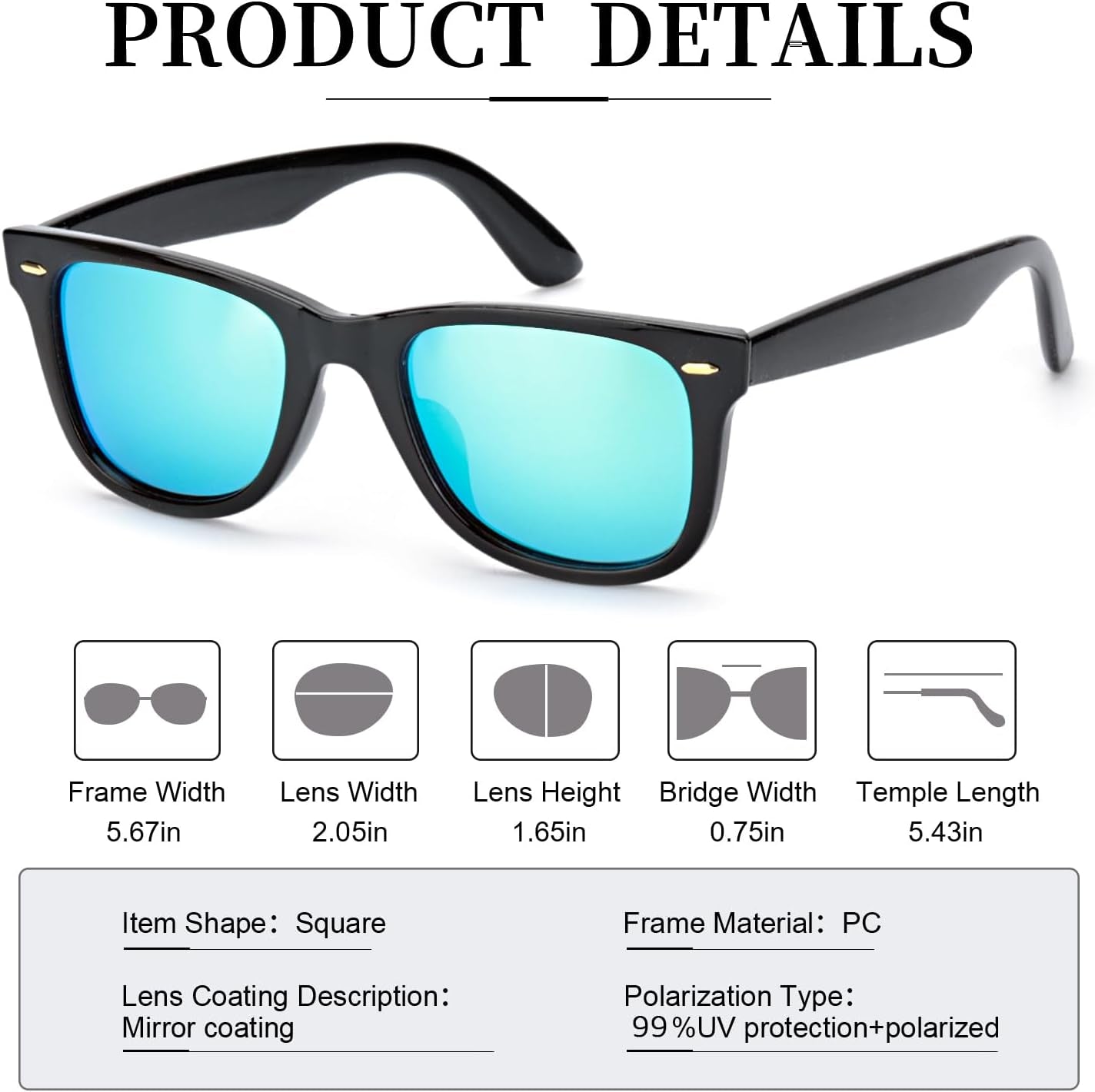 Classic Sunglasses for Women Polarized Driving Anti-Glare UV Protection