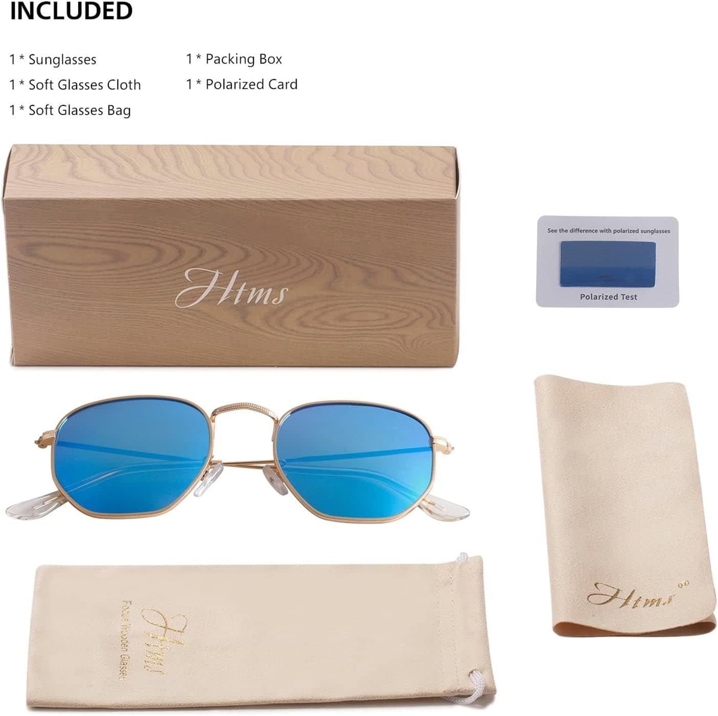 Hipster Hexagonal Polarized Sunglasses Men Women Geometric Square Small Vintage Metal Frame Retro Shade Glasses - WORLD TIME VISITS