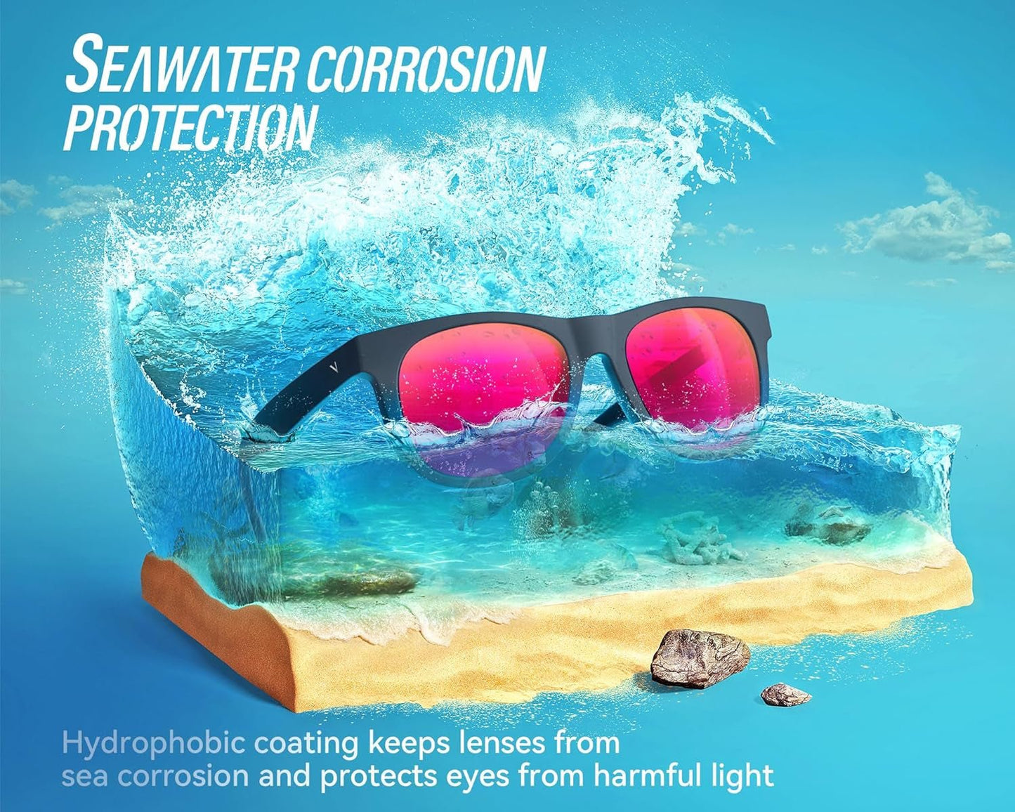 Mens Sunglasses Polarized with UV400 Protection, Fits for Women Fashion Driving, Fishing, Sports, Beach, Golfing - WORLD TIME VISITS