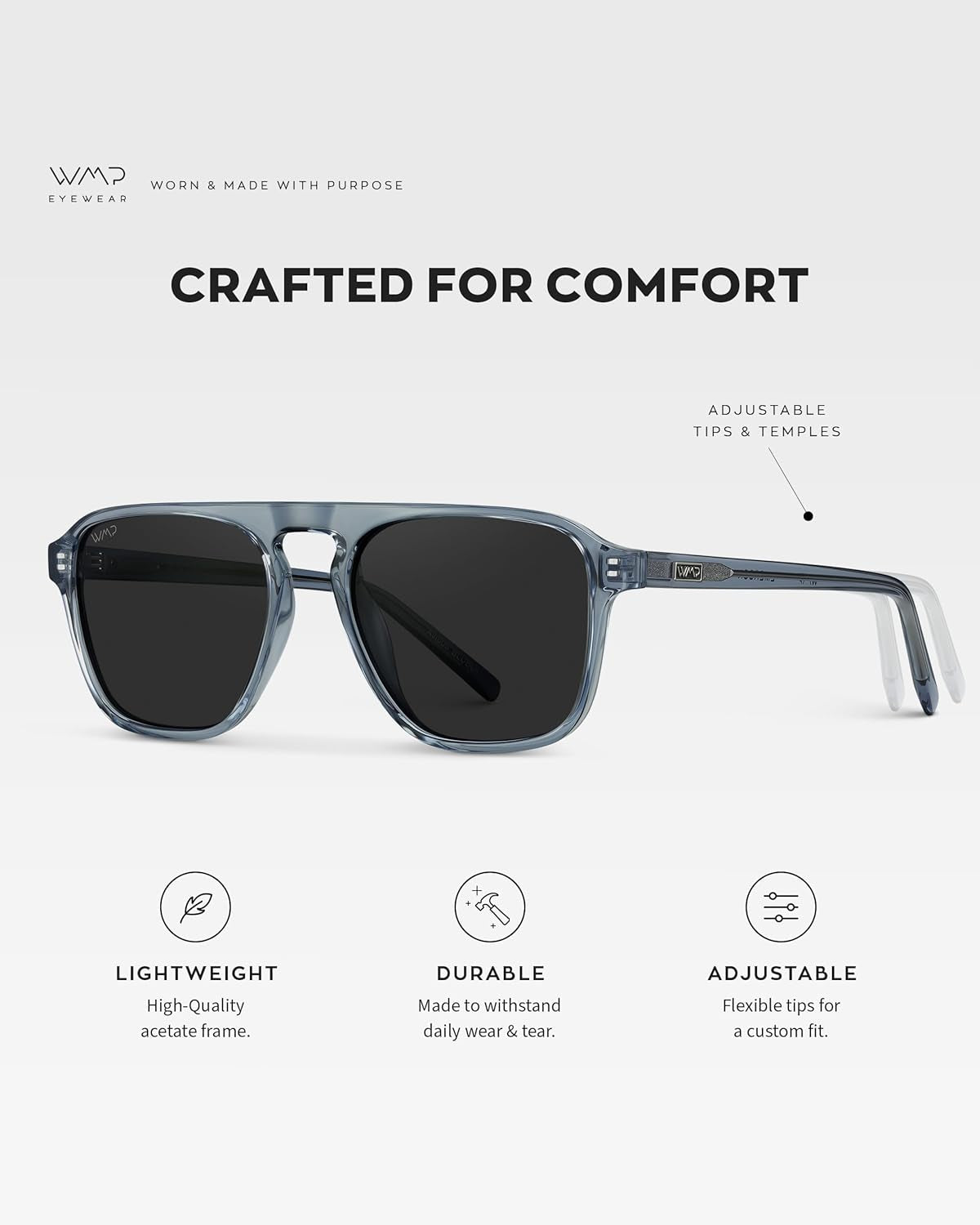 Polarized Modern Aviator One - Bridge Square Mens Sunglasses - WORLD TIME VISITS