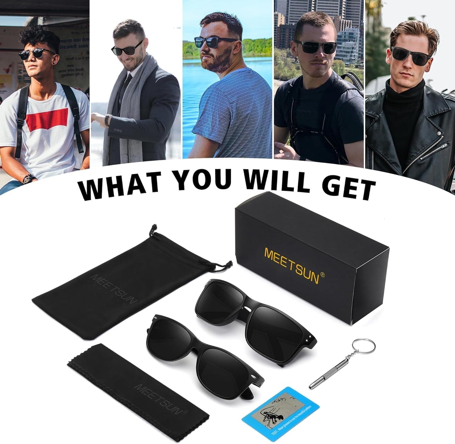 Polarized Sunglasses for Men Women Classic Retro Sun Glasses for Driving UV Protection - WORLD TIME VISITS