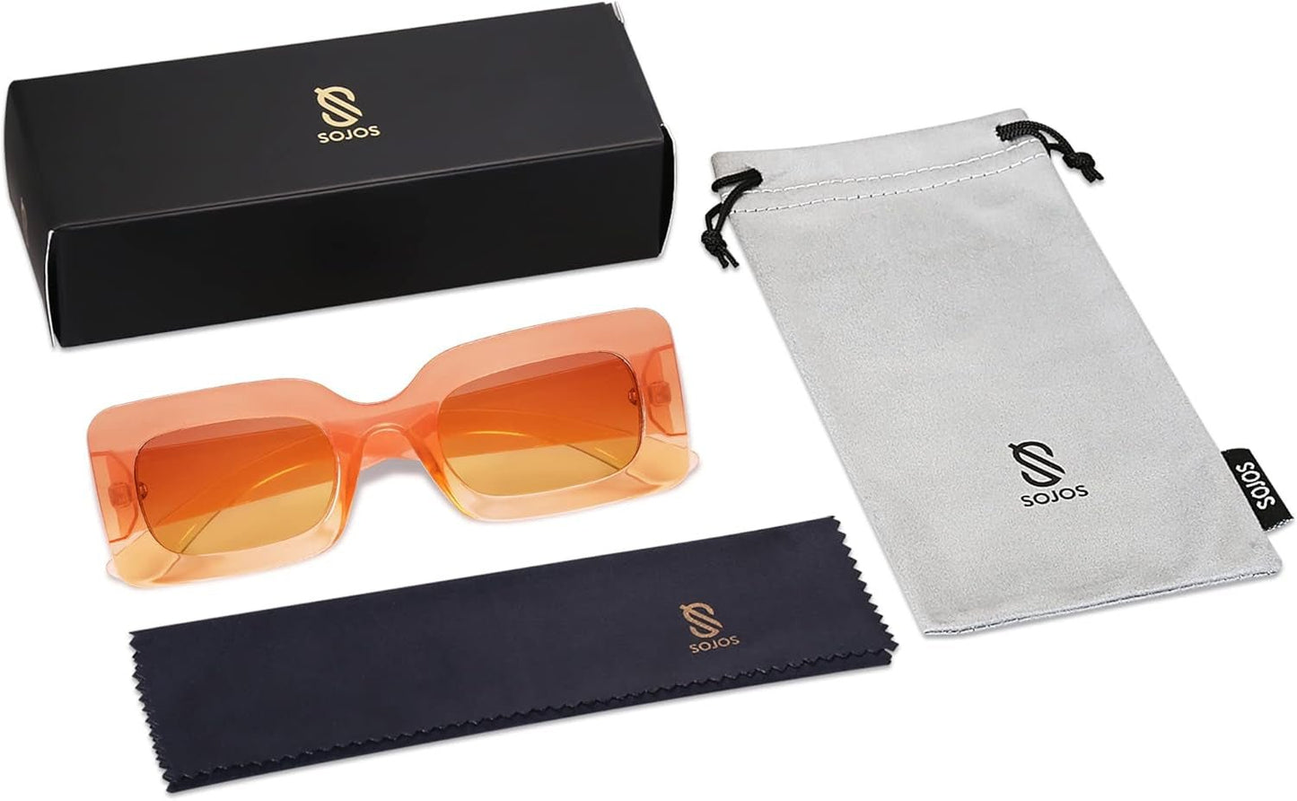Retro 90S Nude Rectangle Sunglasses Womens Mens Trendy Chunky Glasses - WORLD TIME VISITS
