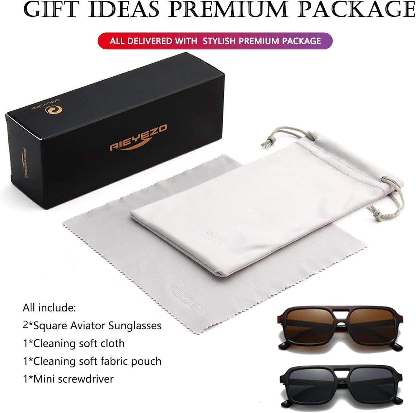 Retro Square Sunglasses for Women Men Trendy Rectangle Aviator Sun Glasses Vintage 70S Shades - WORLD TIME VISITS