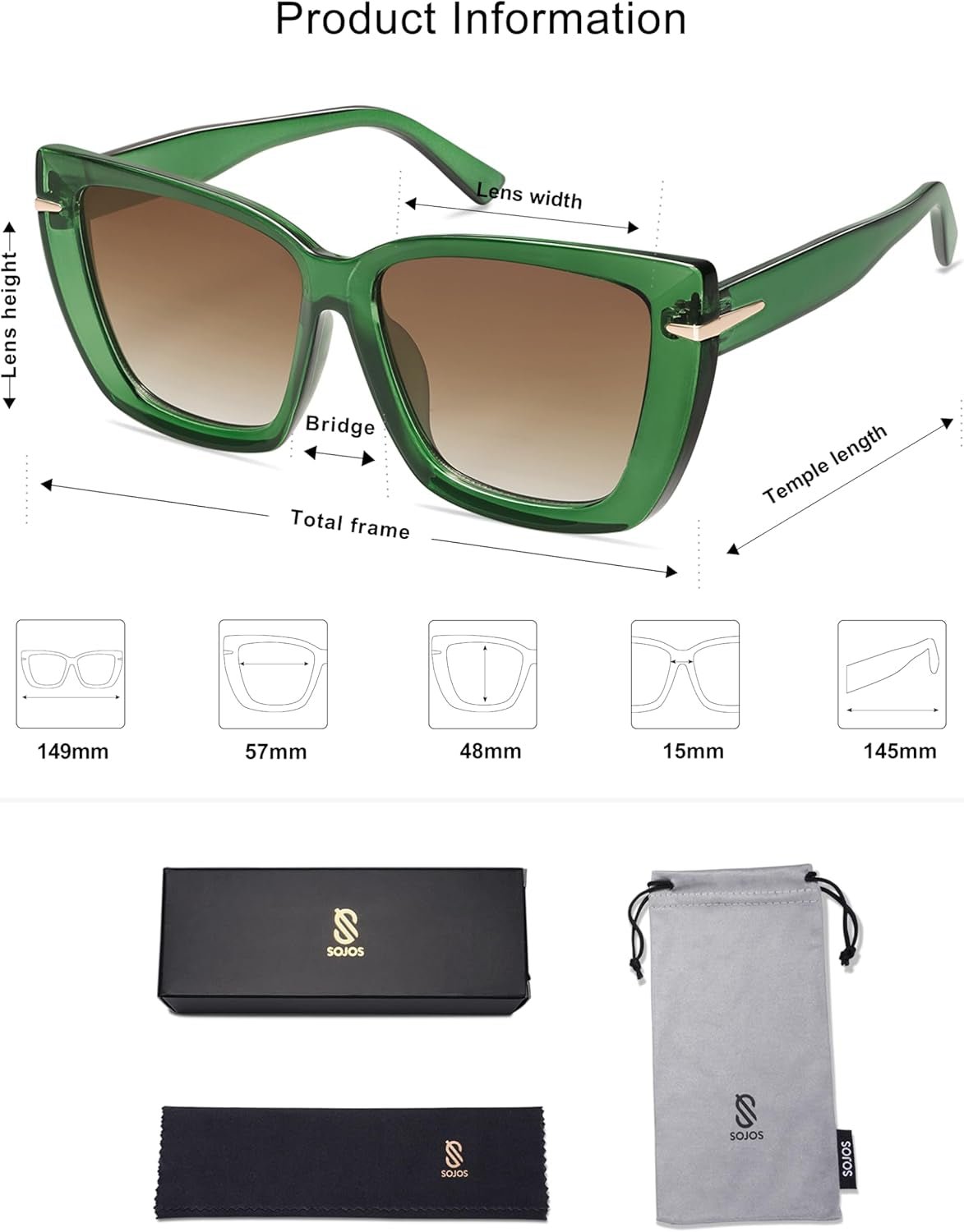 Trendy Large Oversized Cat Eye Sunglasses for Women 70S UV400 Designer Shades SJ2231 - WORLD TIME VISITS