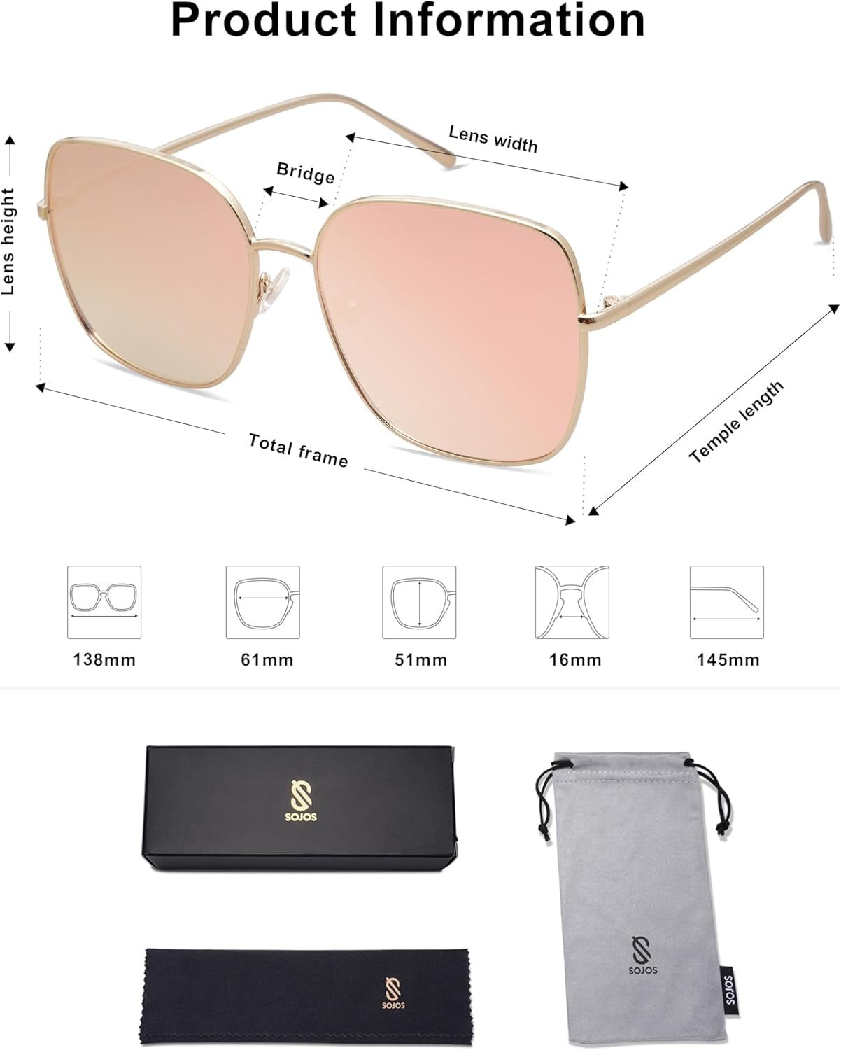 Trendy Oversized Square Metal Frame Sunglasses for Women Men Retro Big Flat Lens UV Protection Sunglasses SJ1146 - WORLD TIME VISITS