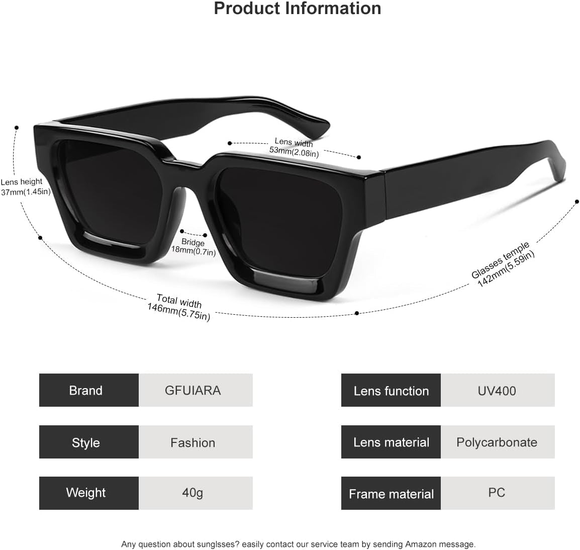 Trendy Square Sunglasses for Men Women Fashion Thick Rectangle Sun Glasses UV Protection Shades Designer Style - WORLD TIME VISITS