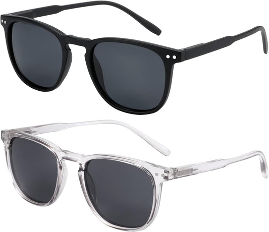 Polarized Sunglasses for Women Men: Retro Shades round | Square Frame UV Protection 2 Pack