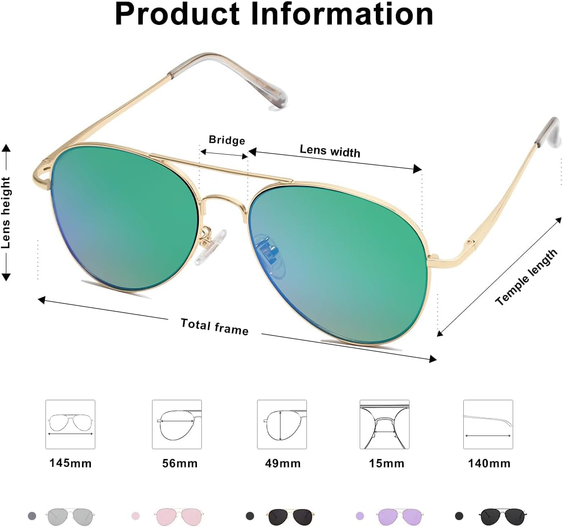 Classic Aviator Sunglasses for Women Men Metal Spring Hinges SJ1030