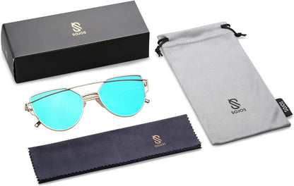 Cat Eye Sunglasses for Women Fashion Designer Style Mirrored Lenses