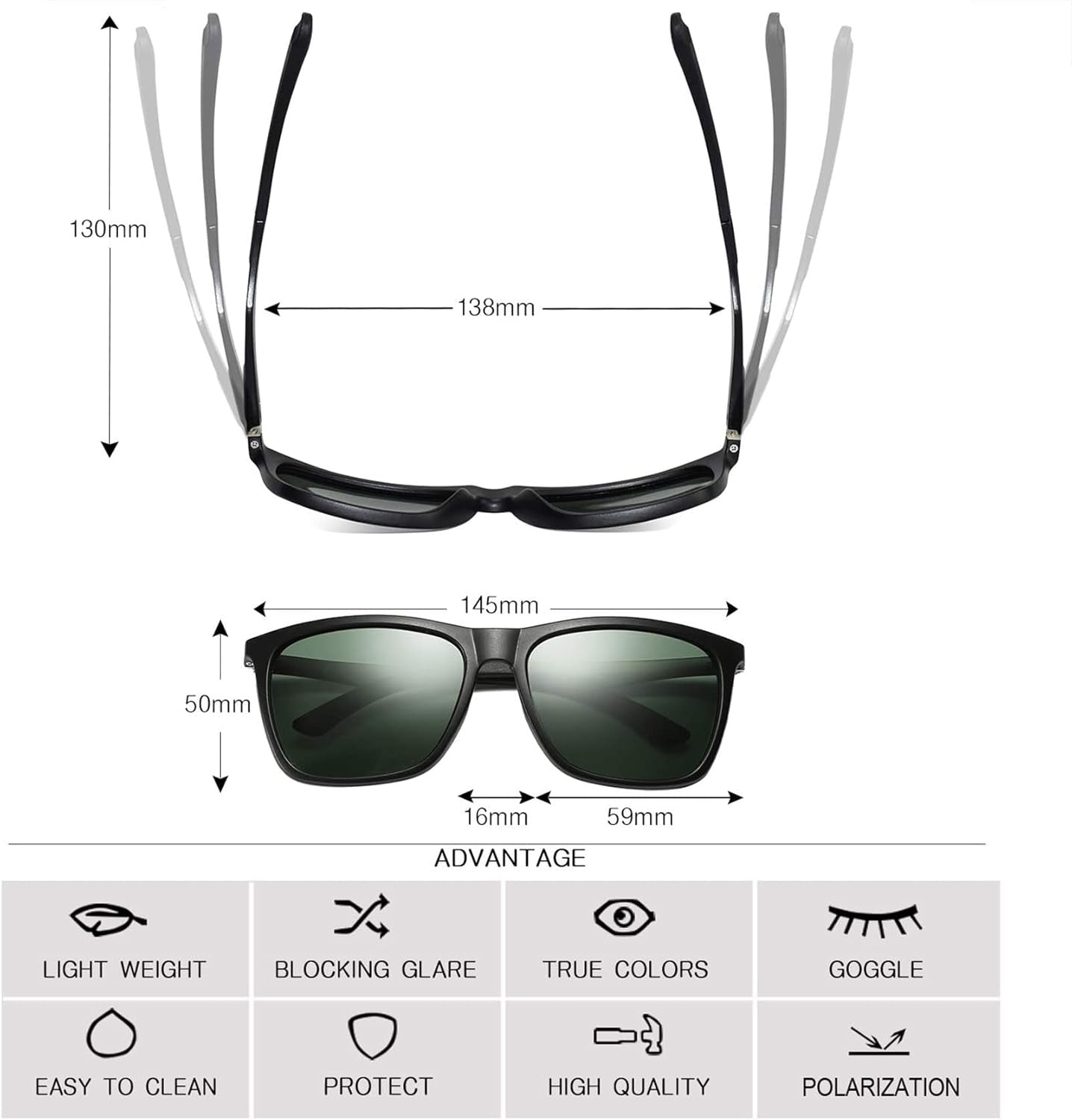 Polarized Sunglasses for Men Aluminum Mens Sunglasses Driving Rectangular Sun Glasses for Men/Women