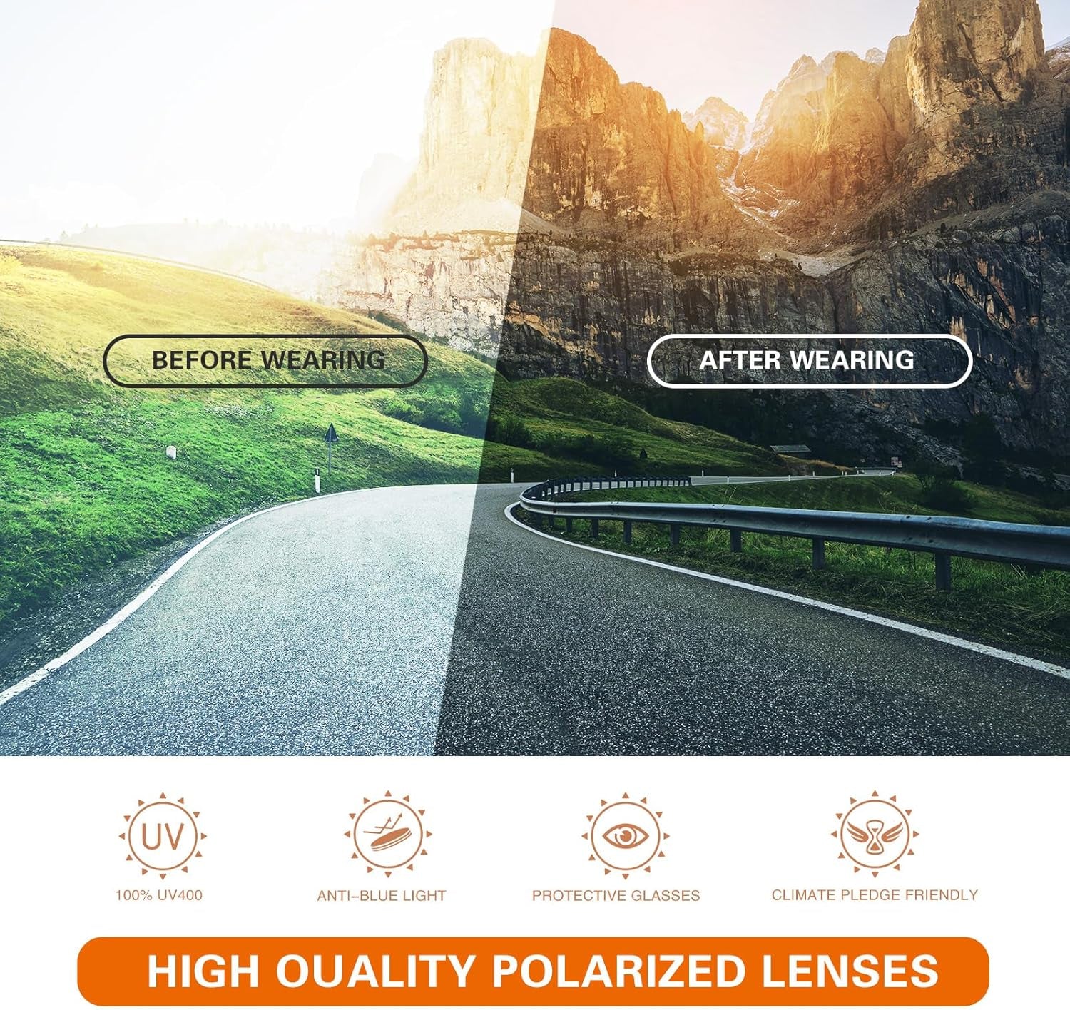 Sports Polarized Sunglasses for Men: Womens UV400 Protection Sun Glasses Wrap around Goggles for Fishing Driving TR90 - WORLD TIME VISITS