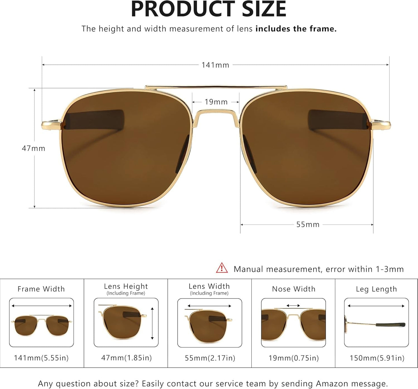 Men'S Military Style Polarized Pilot Aviator Sunglasses Bayonet Temples