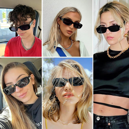4 Pieces Retro Vintage Sunglasses Small Square Rectangle 90S Glasses Trendy Y2K for Women Aesthetic Accessories