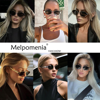 Retro Oval Sunglasses for Women Men - Fashion Sun Glasses - Rectangle Metal Frame Shades