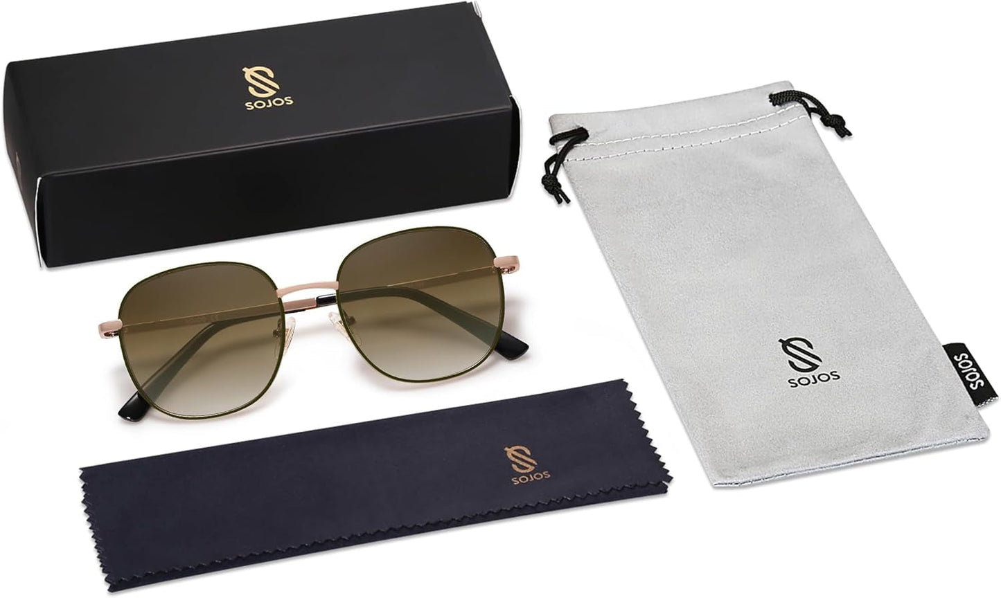 Classic Trendy Square Sunglasses for Women Men Cute Big Frame Gold Shades SJ1137
