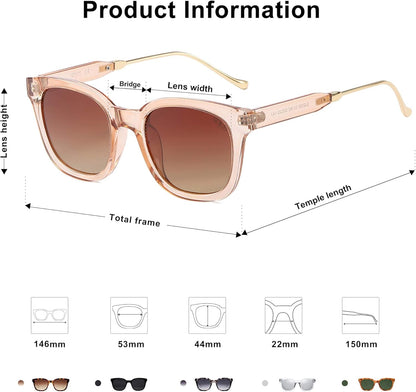 Classic Square Polarized Sunglasses Womens Mens Retro Trendy UV400 Sunnies SJ2050 - WORLD TIME VISITS