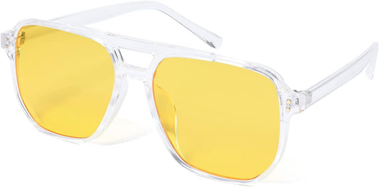 Retro Square Aviator Sunglasses Women Men 70S Vintage Trendy Plastic Frame Sun Glasses B2835