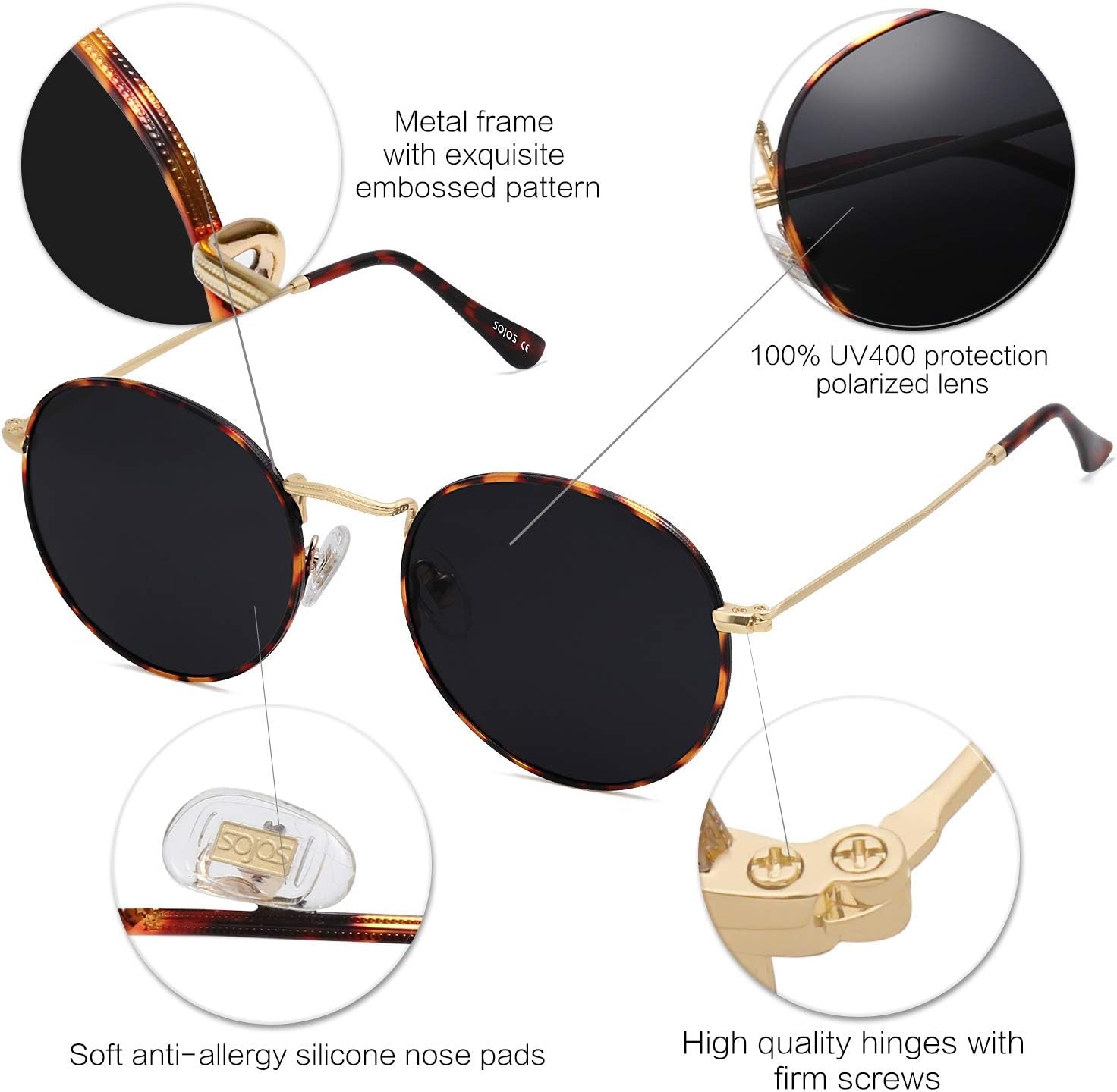 Small round Polarized Sunglasses for Women Men Classic Vintage Retro Shades UV400 - WORLD TIME VISITS