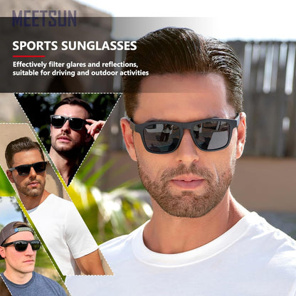 Polarized Sunglasses for Men Women UV Protection Square Frame Sport Fishing Driving Sunglasses