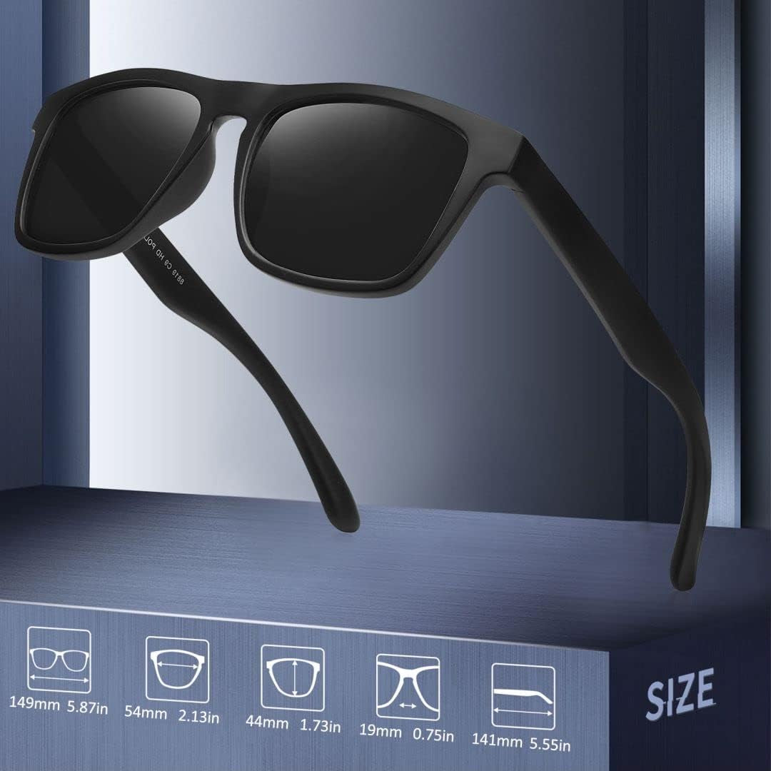 Polarized Sunglasses for Men Women UV Protection Square Frame Sport Fishing Driving Sunglasses - WORLD TIME VISITS
