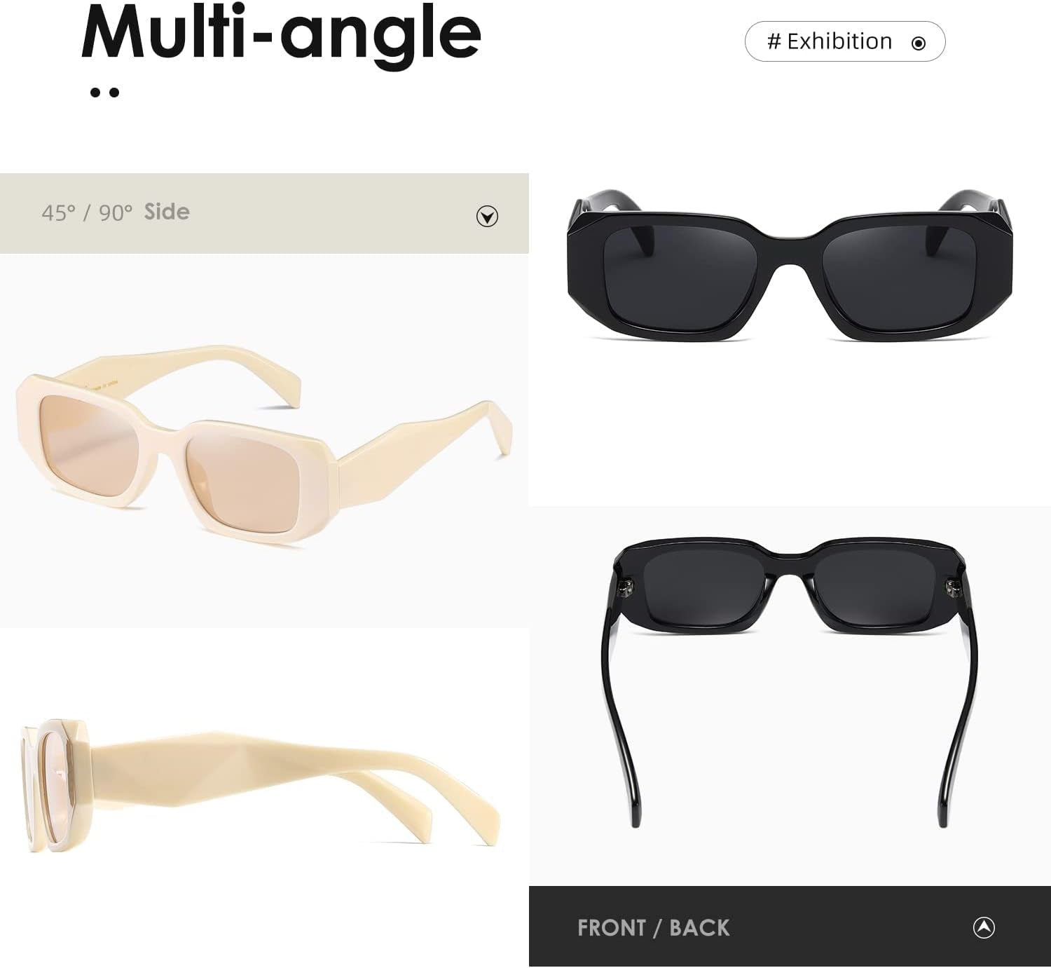 Rectangle Sunglasses for Women Men Trendy Retro Trendy Sun Glasses 90’S Vintage Square Frame K1307 - WORLD TIME VISITS