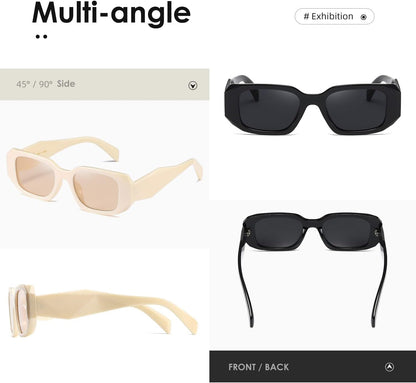 Rectangle Sunglasses for Women Men Trendy Retro Trendy Sun Glasses 90’S Vintage Square Frame K1307 - WORLD TIME VISITS