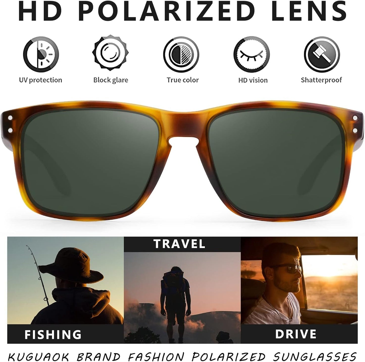 Polarized Square Sunglasses for Men and Women Matte Finish Sun Glasses UV Protection Glasses