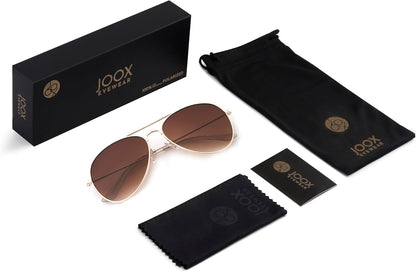Polarized Aviator Sunglasses for Women Men, UV400 Protection Lens and Lightweight Metal Pilot Frame