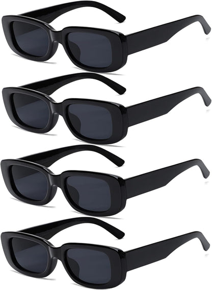 4 Pieces Retro Vintage Sunglasses Small Square Rectangle 90S Glasses Trendy Y2K for Women Aesthetic Accessories
