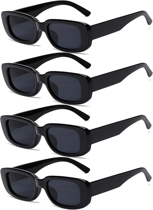 4 Pieces Retro Vintage Sunglasses Small Square Rectangle 90S Glasses Trendy Y2K for Women Aesthetic Accessories