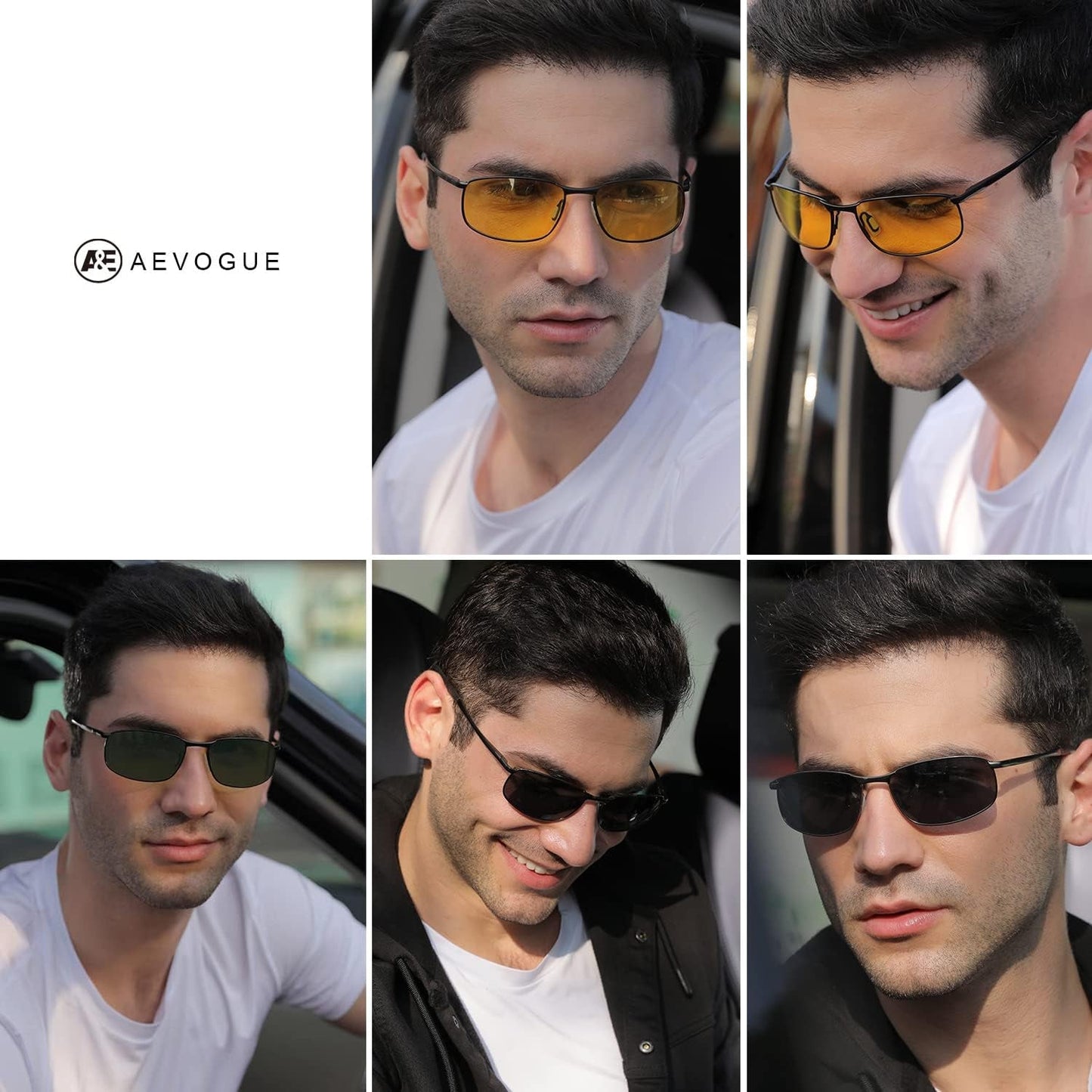 Polarized Sunglasses for Men Rectangle Metal Frame Retro Sun Glasses AE0395 - WORLD TIME VISITS
