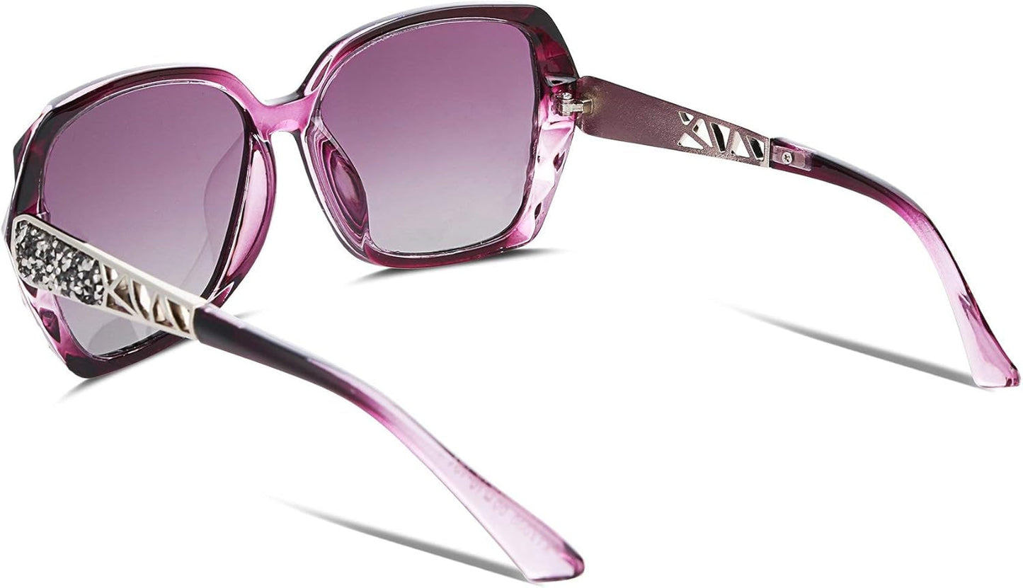 Polarized Women Square Sunglasses Sparkling Composite Shiny Frame B2289