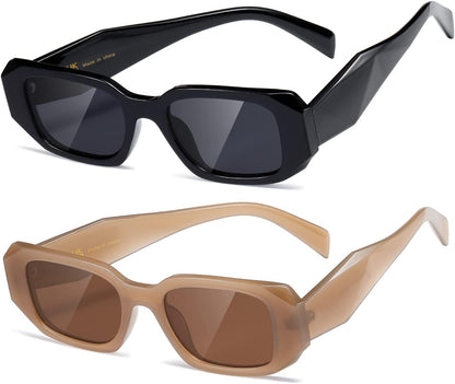 Rectangle Sunglasses for Women Men Trendy Retro Trendy Sun Glasses 90’S Vintage Square Frame K1307