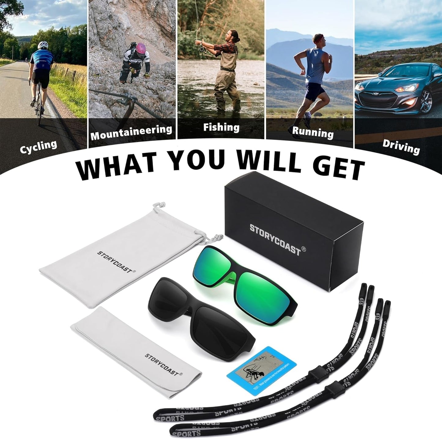 Polarized Sports Sunglasses for Men Women Unbreakable Frame Cycling Fishing Driving - WORLD TIME VISITS