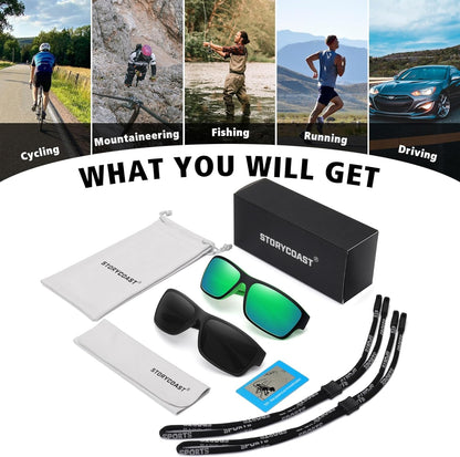 Polarized Sports Sunglasses for Men Women Unbreakable Frame Cycling Fishing Driving - WORLD TIME VISITS