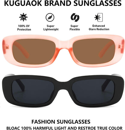 Retro Rectangle Sunglasses Women and Men Vintage Small Square Sun Glasses UV Protection Glasse