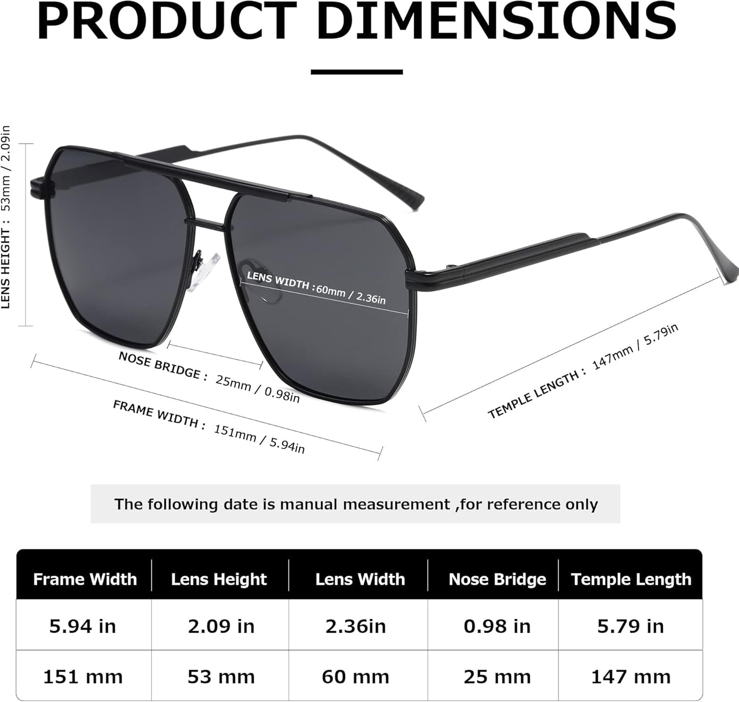 Polarized Sunglasses Womens Men Retro Oversized Square Vintage Shades Classic Large Metal Sun Glasses K1221 - WORLD TIME VISITS