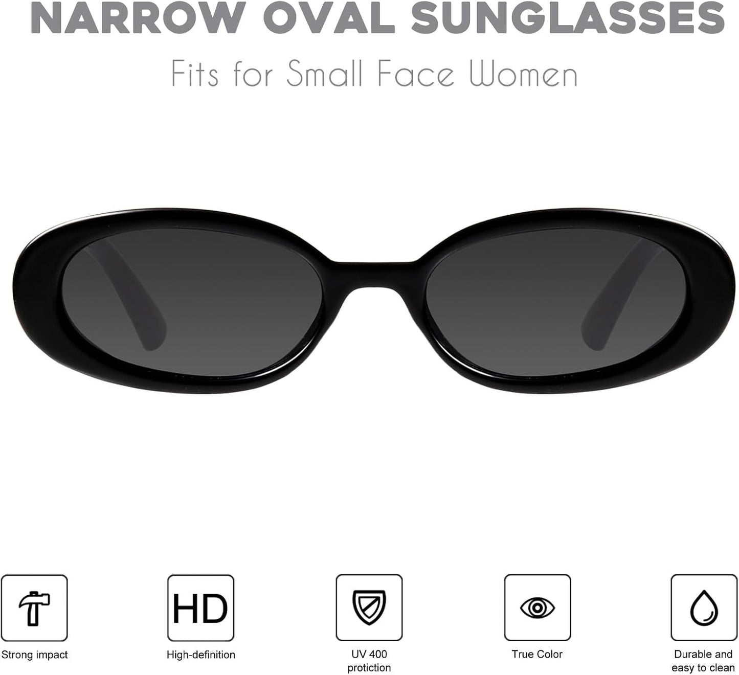 Retro Tiny Oval Sunglasses for Women with Small Face Narrow Style MS52360