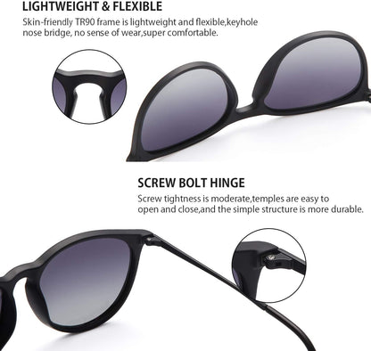 Sunglasses Womens Men Polarized UV Protection Trendy Vintage Retro round Mirrored Lens Sunglasses for Women - WORLD TIME VISITS