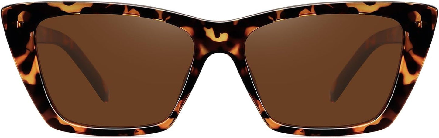 Narrow Small Vintage Polarized Cat Eye Sunglasses for Women