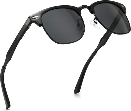 Polarized Sunglasses for Men and Women, Classic Half-Frame Retro Shades for Driving, Travel, and Outdoor Activities